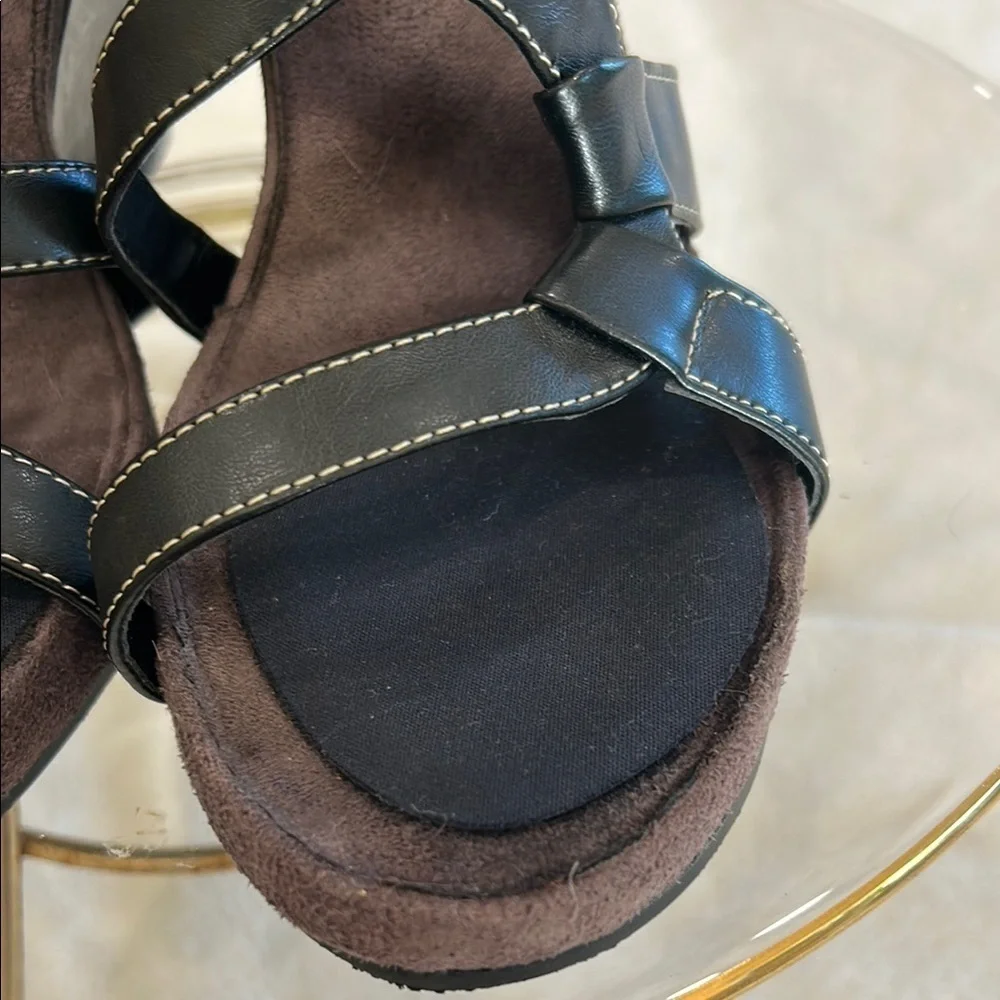 AEROSOLES Black Strappy Wedge Sandals Size 9.5